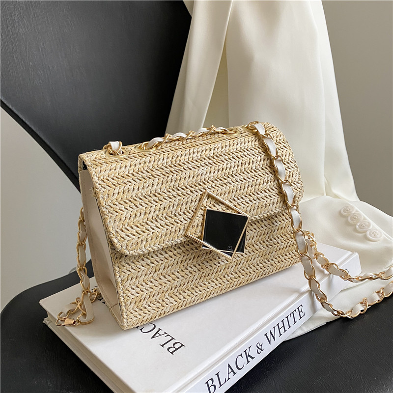 Trendy Spring Summer Textured Woven Straw Crossbody Bag for Women 2022 New