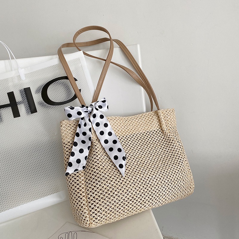 Fashion Silk Scarf Straw Woven Bag Women Spring 2022 New Korean Style Shoulder Crossbody Small Bag