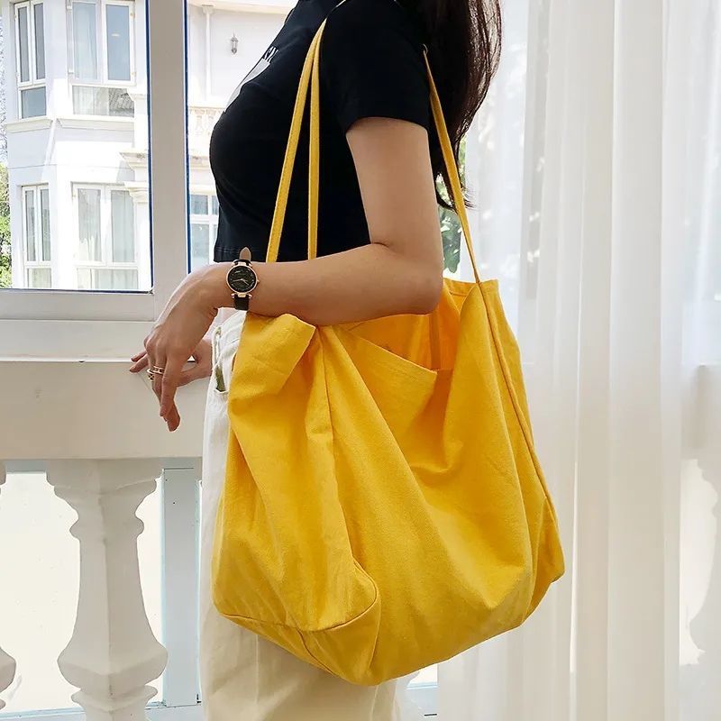 2023 New Spring Summer Korean Style Casual One-Shoulder Women's Large Capacity Canvas Tote Bag Handbag Student