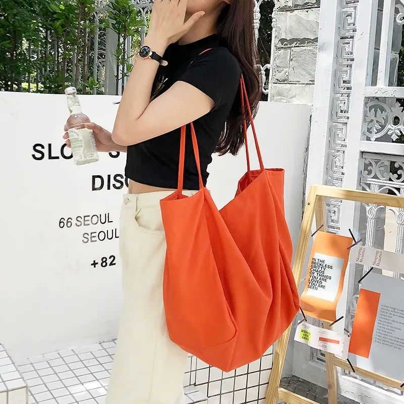 2023 New Spring Summer Korean Style Casual One-Shoulder Women's Large Capacity Canvas Tote Bag Handbag Student - Image 2
