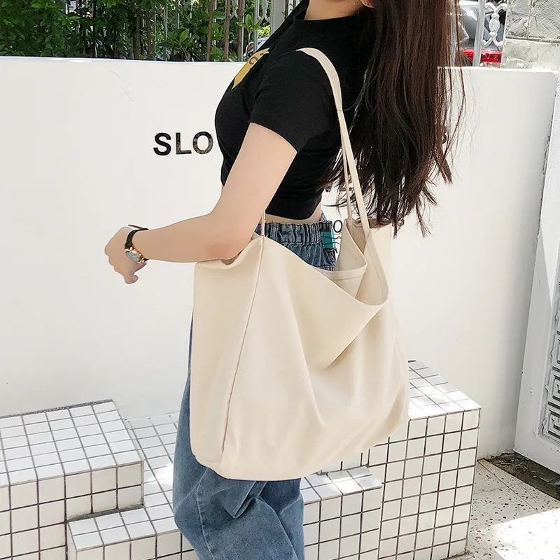 2023 New Spring Summer Korean Style Casual One-Shoulder Women's Large Capacity Canvas Tote Bag Handbag Student - Image 3