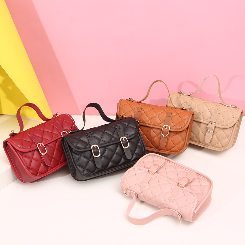 Cross-Border Women's Handbag Double Needle Buckle Small Square Bag 2023 Korean Autumn New Style Personalized Single Shoulder Crossbody Coin Purse