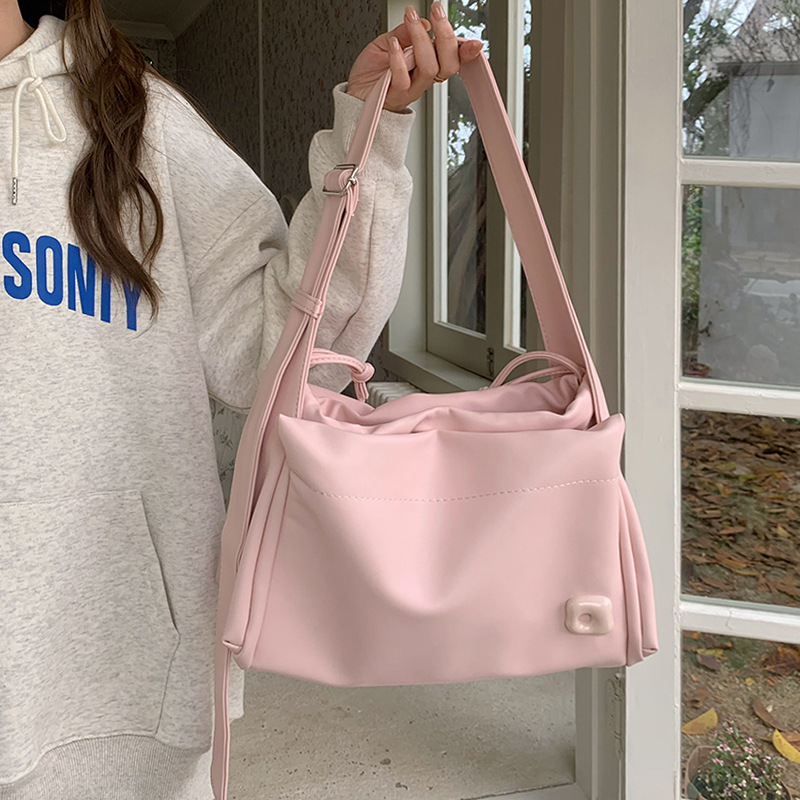 Large Capacity Pink Tote Bag for Students Casual Commute New High-End Shoulder Crossbody Women