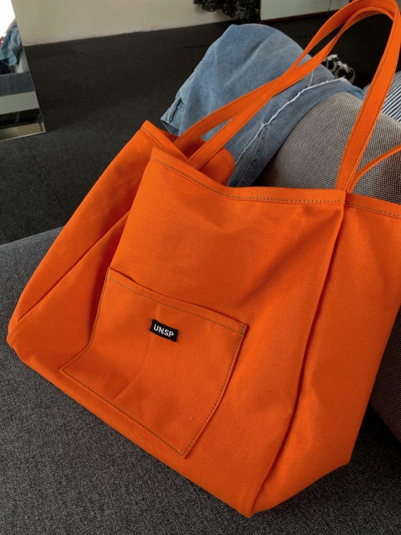 Solid Color Canvas Tote Bag 2023 New Ins Women's Large Capacity Simple Korean Style One Shoulder Casual Crossbody Bag