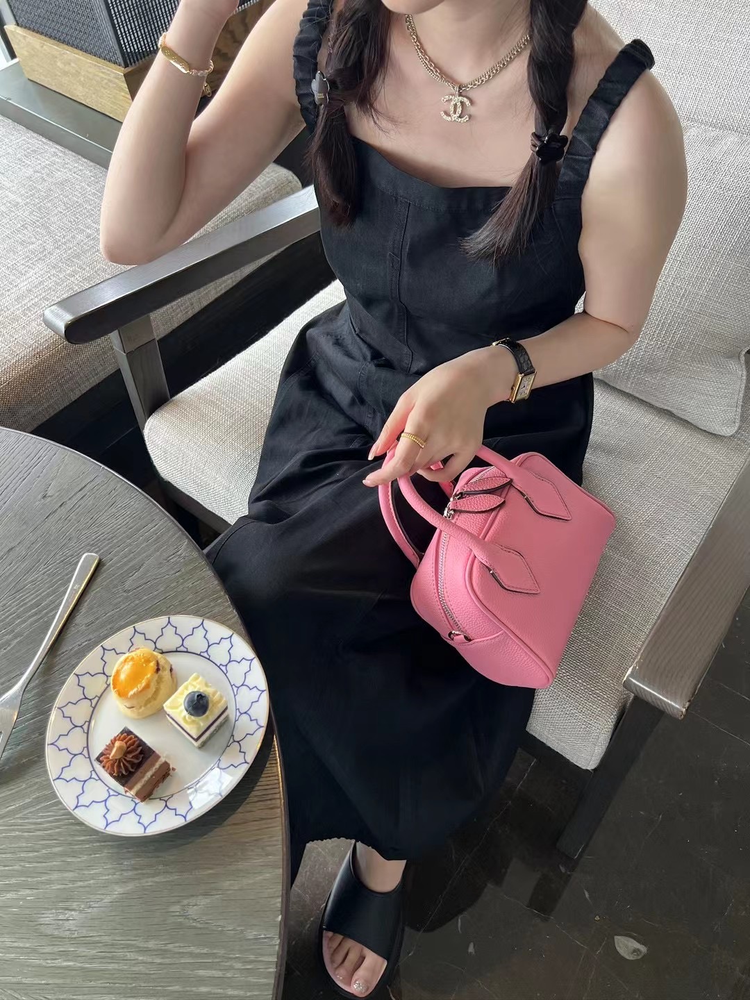 Korean Style Handmade Litchi Grain Leather Boston Handbag Crossbody Bag for Women