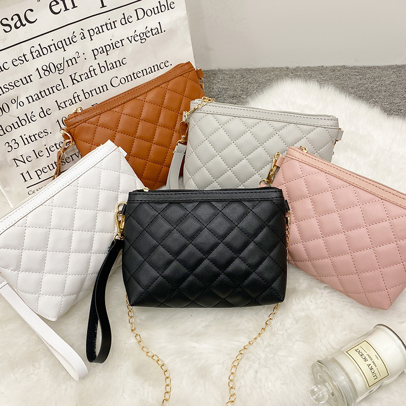 MZ Women's Quilted Embroidered Camera Bag Korean Chain Crossbody Shoulder Coin Purse