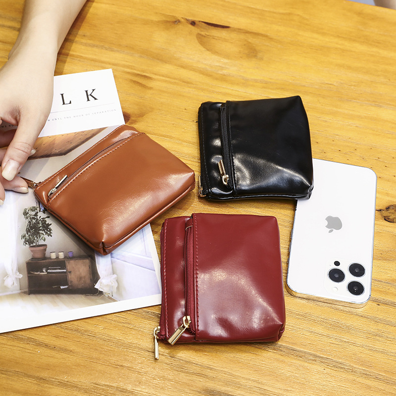 Oil Wax Key Coin Purse Short Card Holder Creative Card Case
